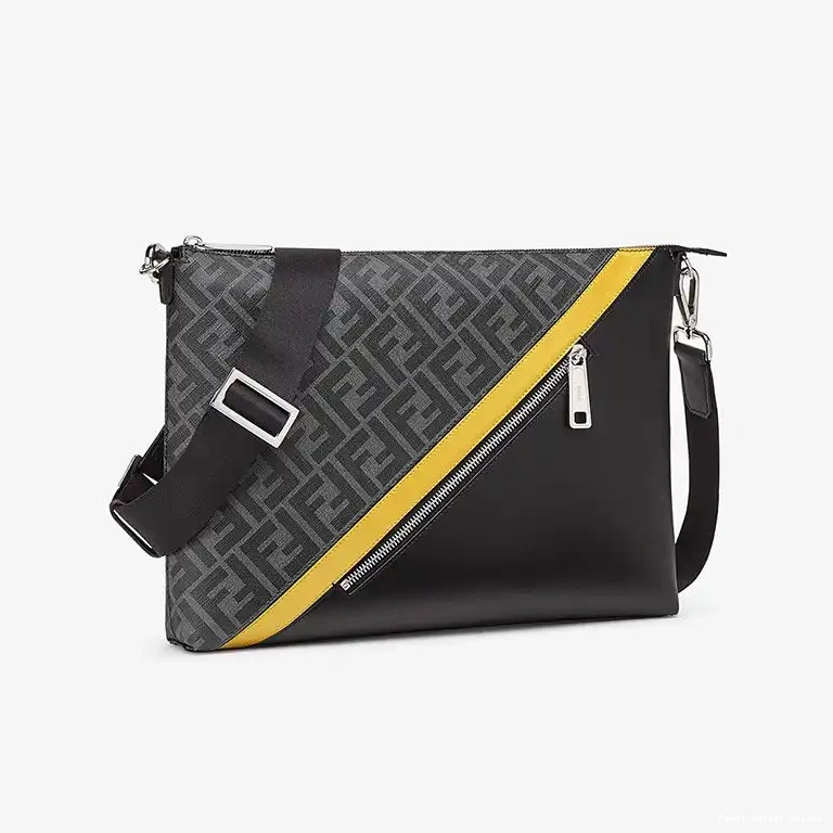 Affordable Fabric Bag Motif In Fendi Black Slim Messenger FF 0519